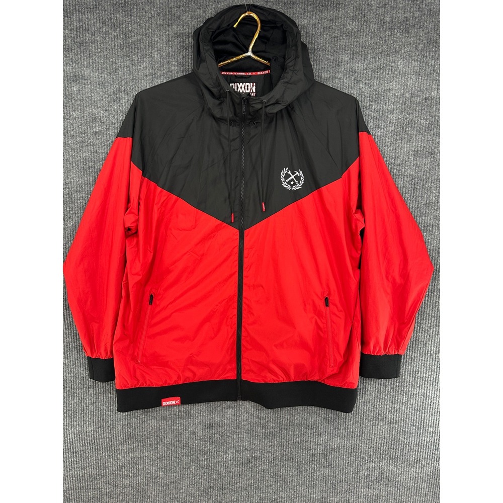 Dixxon Flannel Co Jumpman Windbreaker Men 4X Red Black Excellent Hooded Jacket